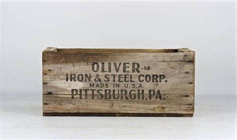 oliver iron and steel vintage wood box|Vintage OLIVER IRON & STEEL Corp Antique Wood Shipping .